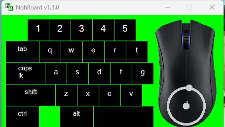 A custom made overlay to show the keyboard presses and mouse presses/movements